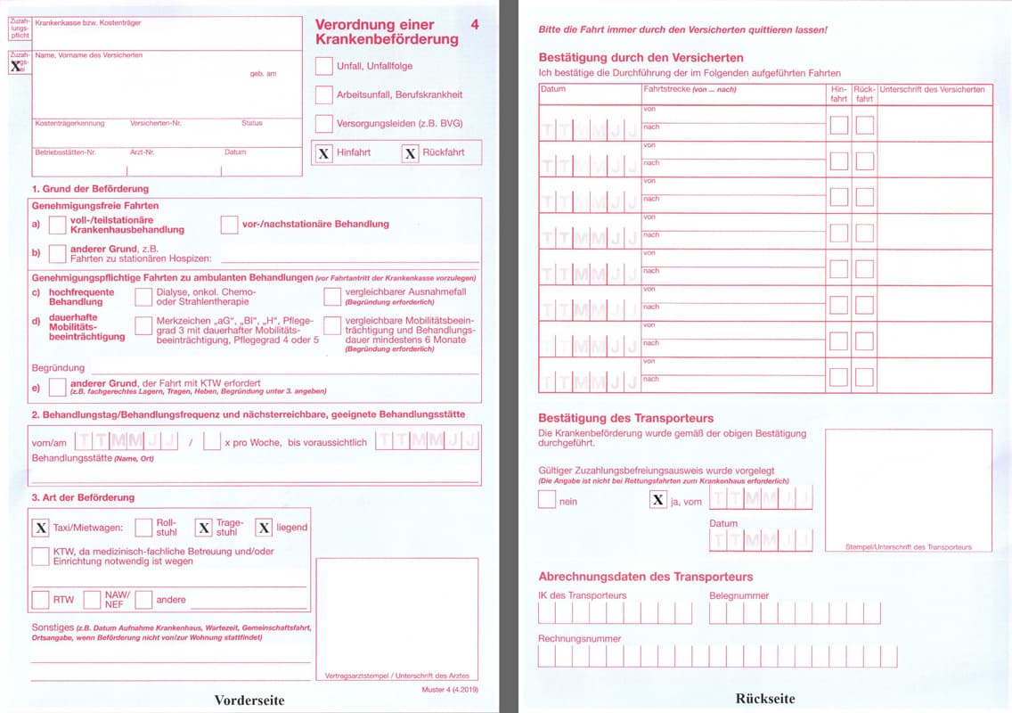 Verordnungsschein für KBF